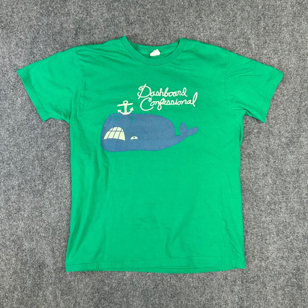 Dashboard Confessional Whale Anchor Band T-Shirt Green Hanes Mens Medium